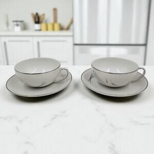 Vita Craft Avenaire Flat Cup & Saucer Wheat Silver Germany Coffee Tea Set of 2